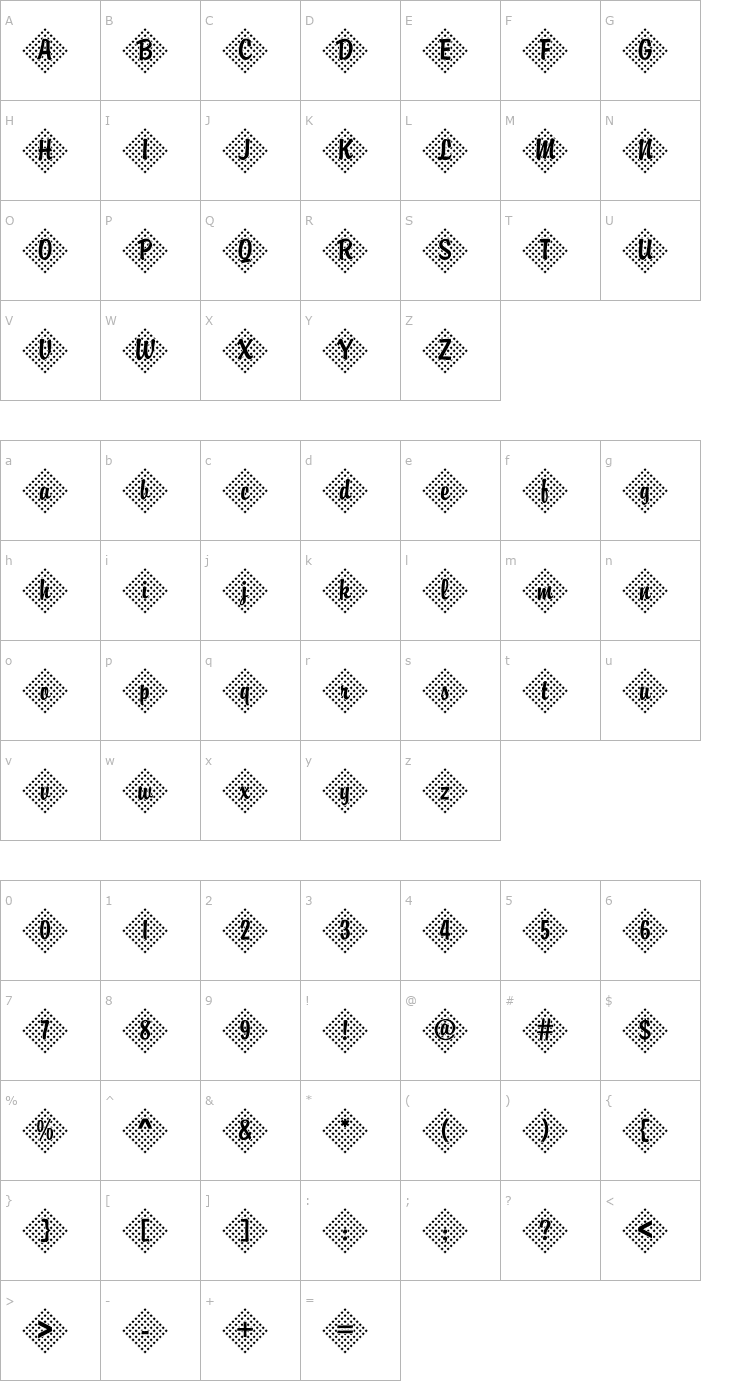 Character Map DTCBrodyM45 Font