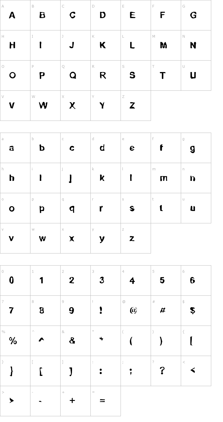 Character Map DTCDirtyM01 Font