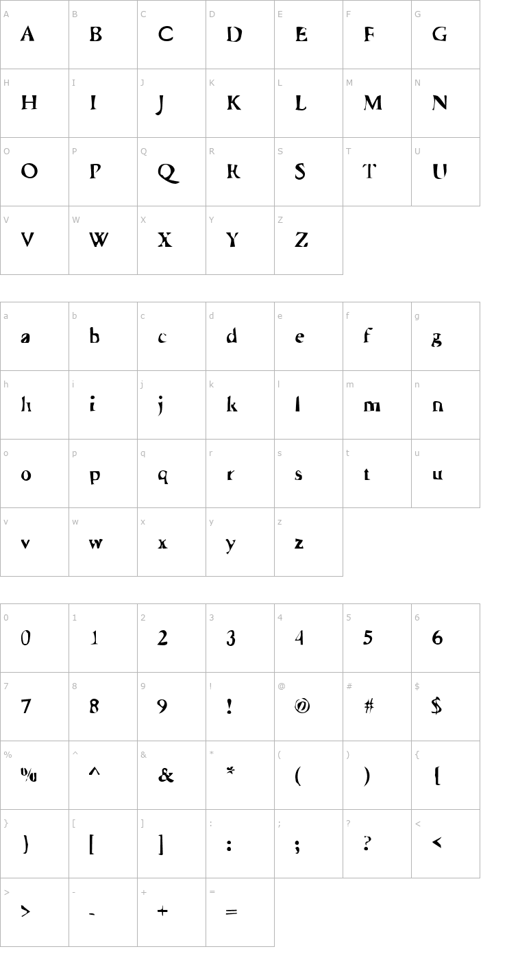 Character Map DTCDirtyM21 Font