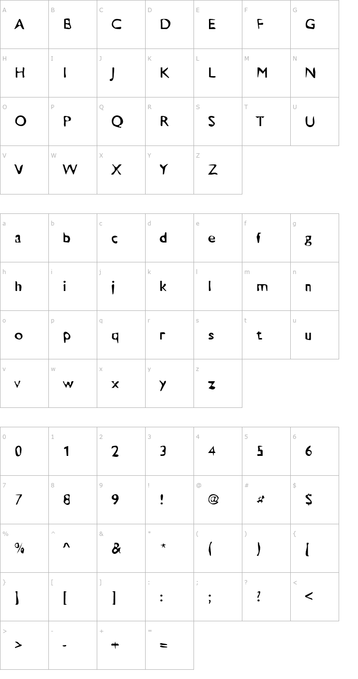 Character Map DTCDirtyM23 Font