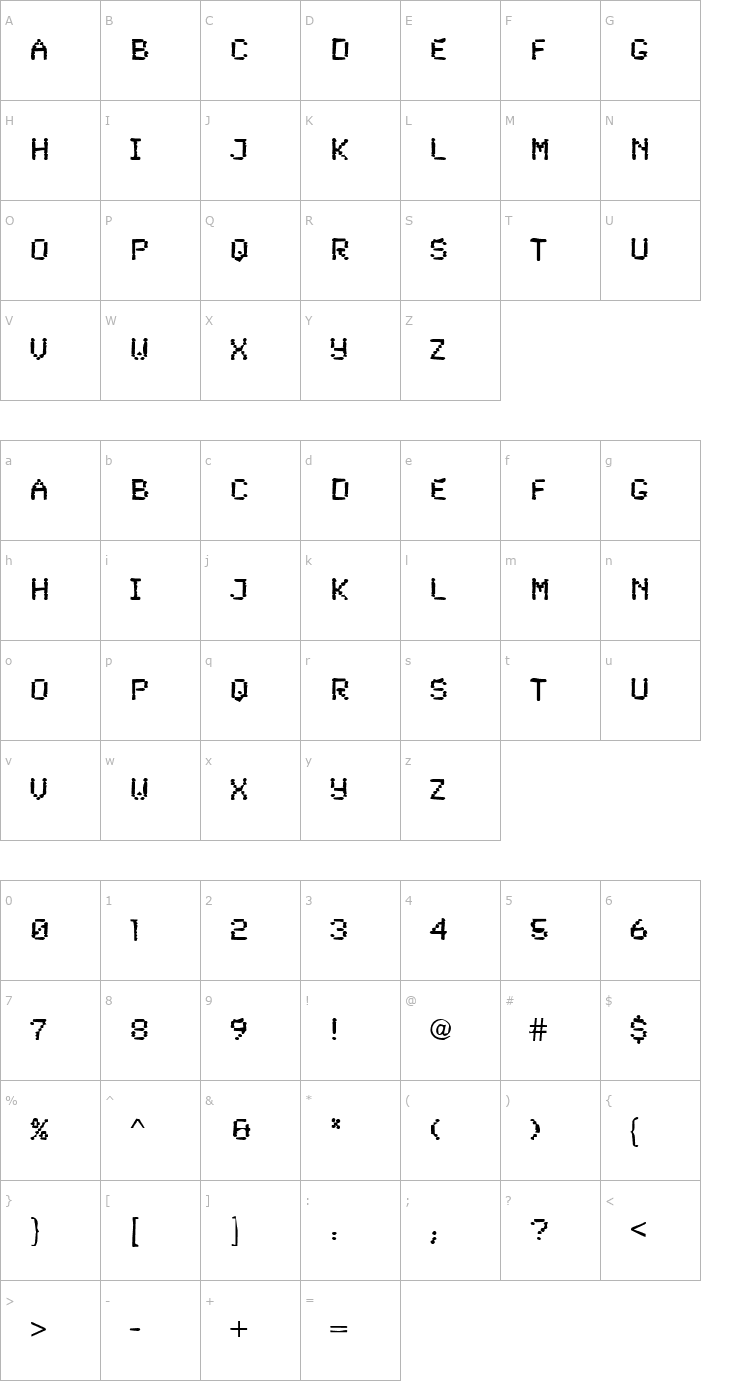 Character Map DTCDirtyM48 Font