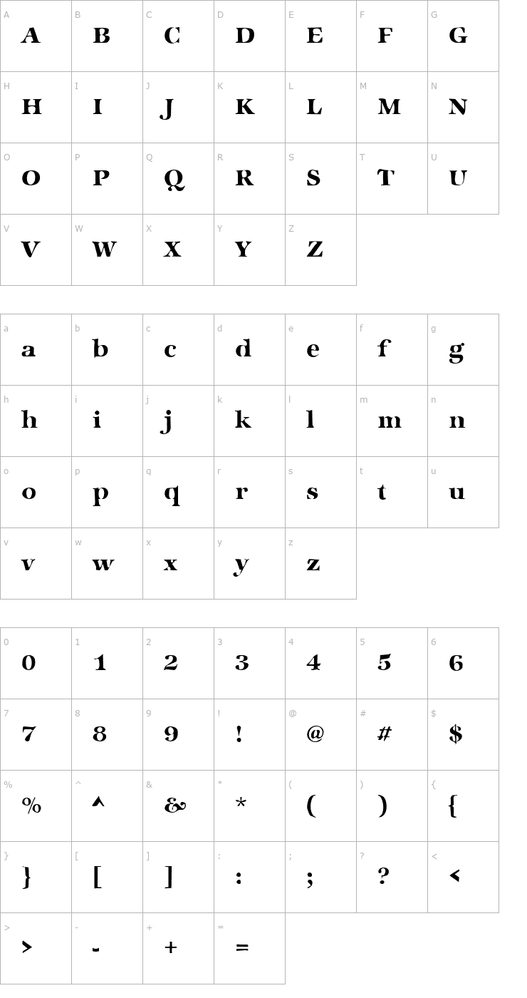 Character Map DTCDirtyM50 Font