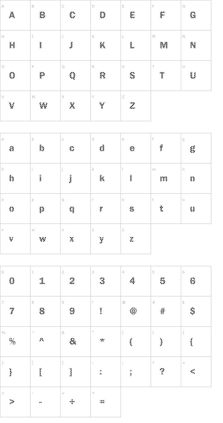 Character Map DTCFranklinGotM14 Font