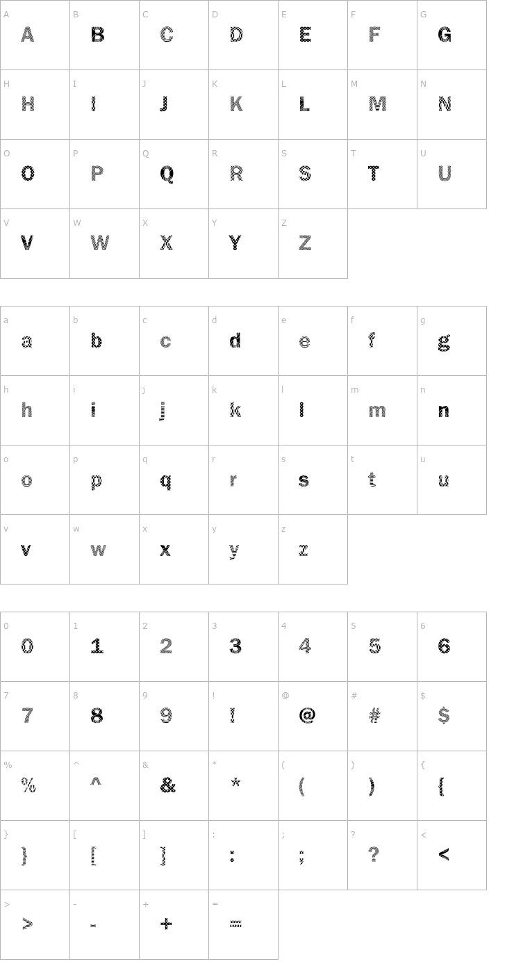 Character Map DTCFranklinGotM18 Font