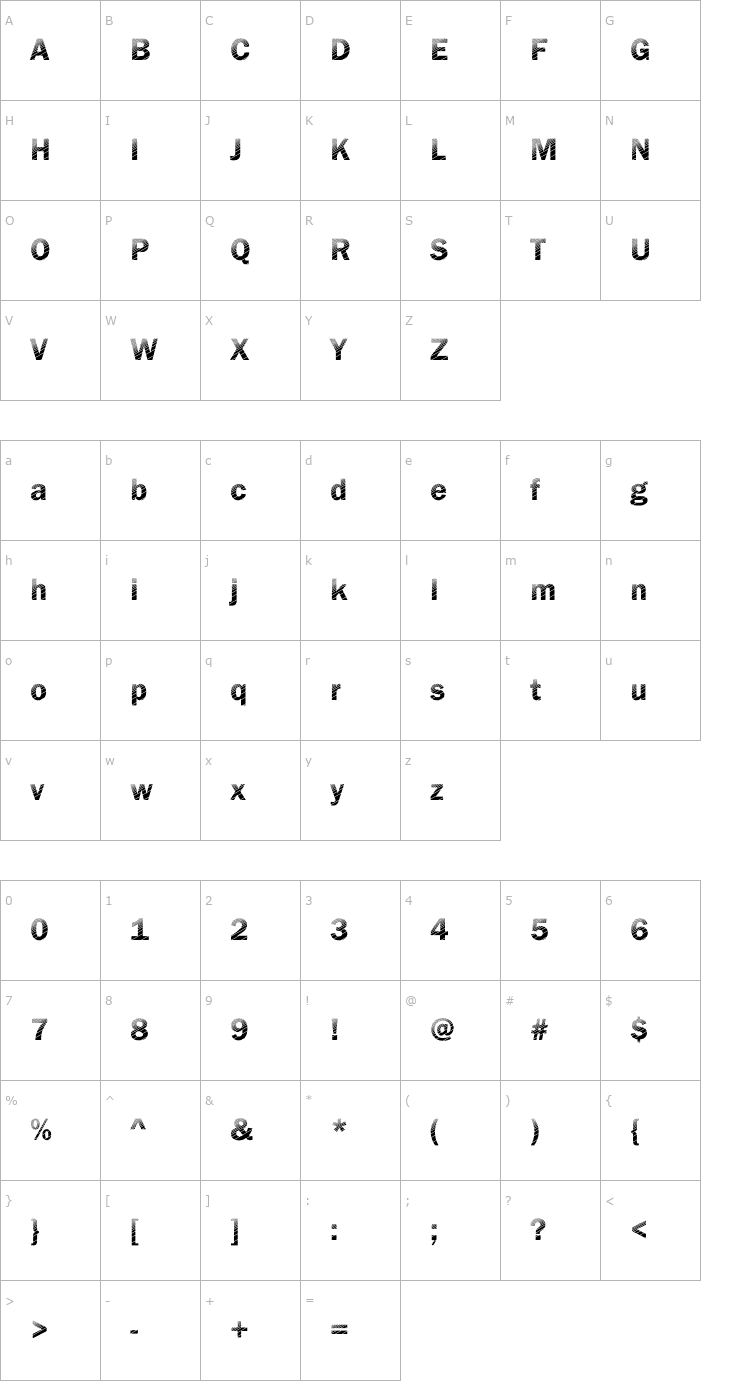 Character Map DTCFranklinGotM20 Font