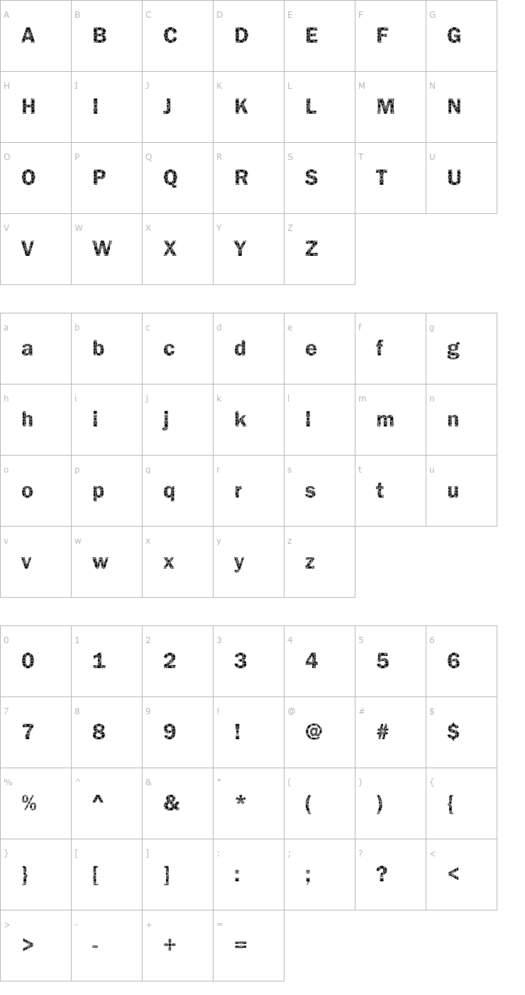 Character Map DTCFranklinGotM29 Font