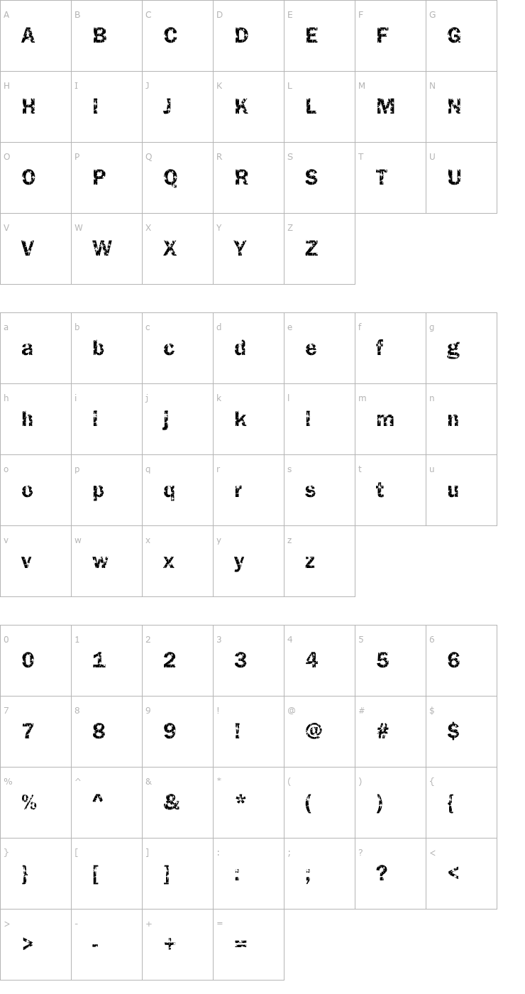 Character Map DTCFranklinGotM32 Font