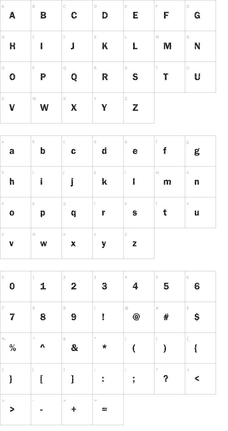 Character Map DTCFranklinGotM37 Font