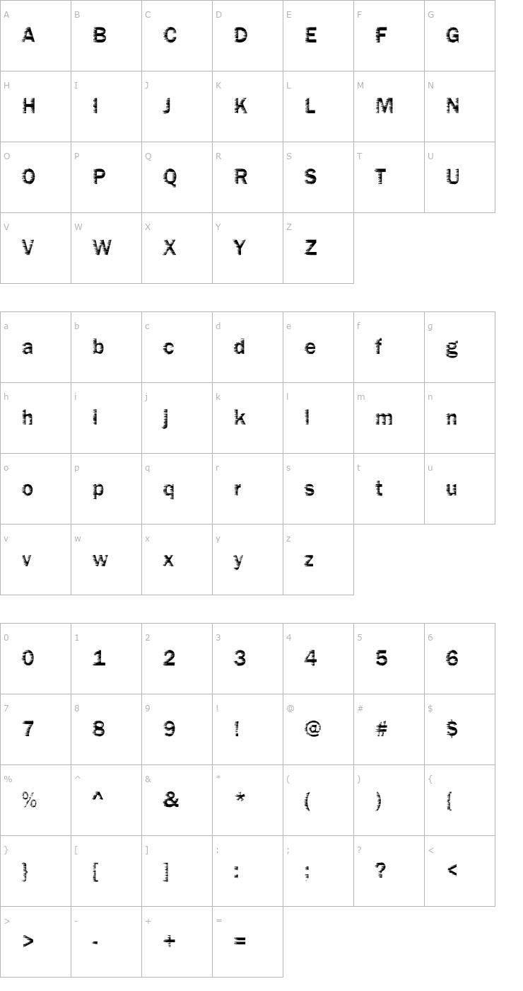 Character Map DTCFunkyM01 Font