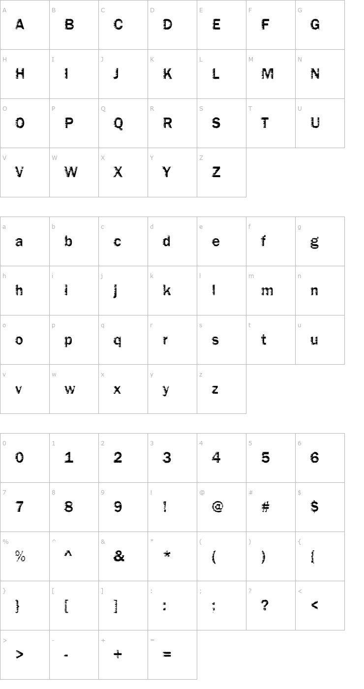 Character Map DTCFunkyM02 Font