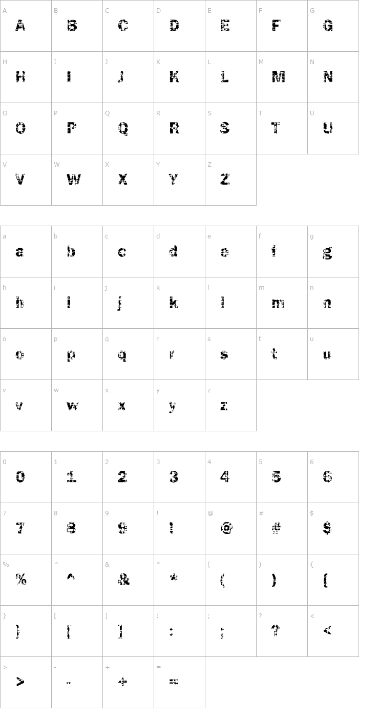 Character Map DTCFunkyM04 Font