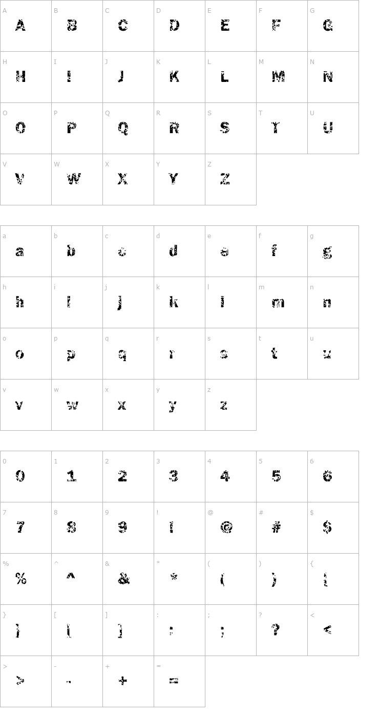 Character Map DTCFunkyM05 Font