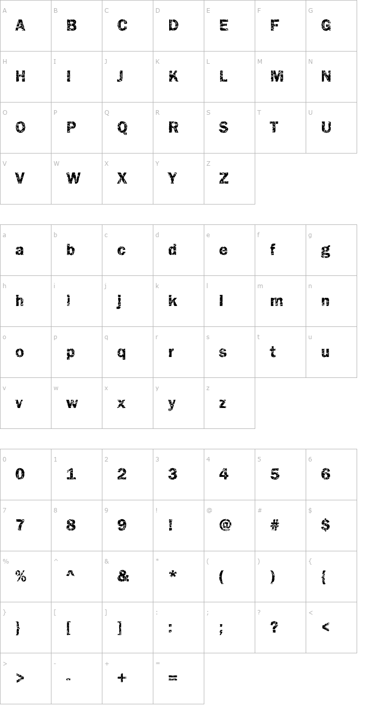 Character Map DTCFunkyM07 Font