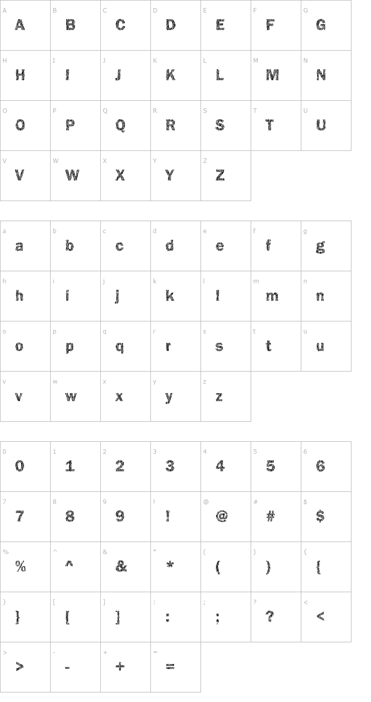 Character Map DTCFunkyM08 Font