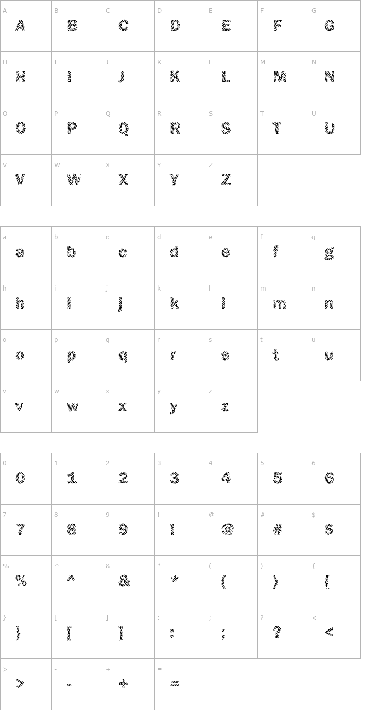 Character Map DTCFunkyM09 Font