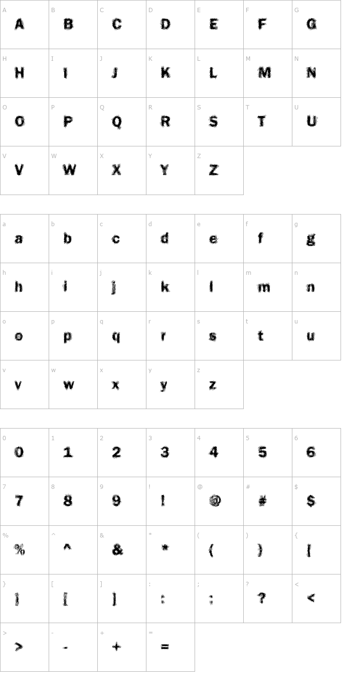 Character Map DTCFunkyM17 Font