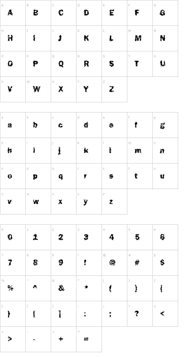 Character Map DTCFunkyM23 Font