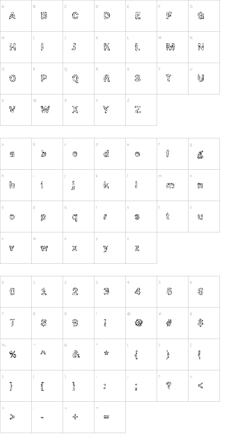 Character Map DTCFunkyM31 Font