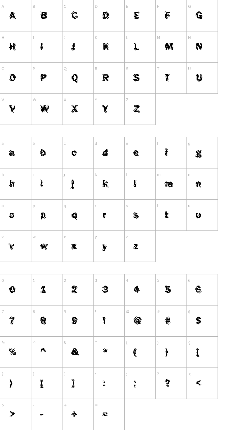 Character Map DTCFunkyM45 Font