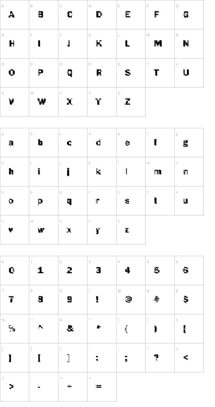 Character Map DTCFunkyM46 Font