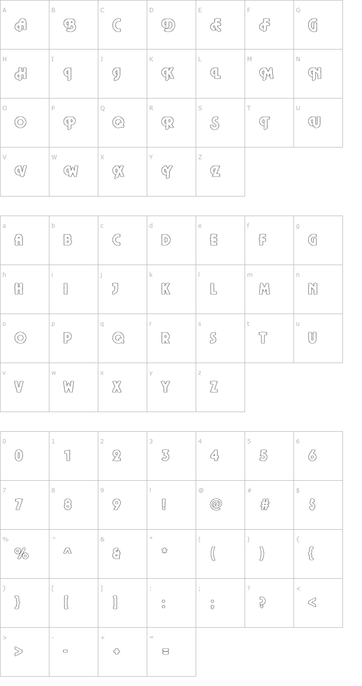 Character Map DTCPlazaM39 Font