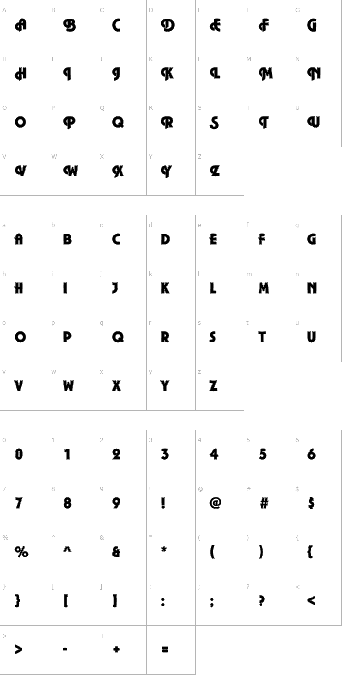 Character Map DTCPlazaM40 Font