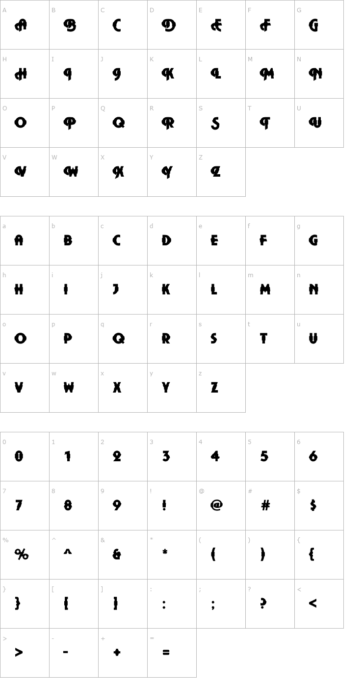 Character Map DTCPlazaM44 Font