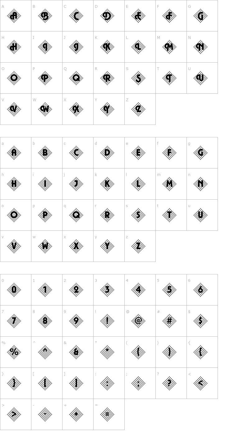 Character Map DTCPlazaM45 Font