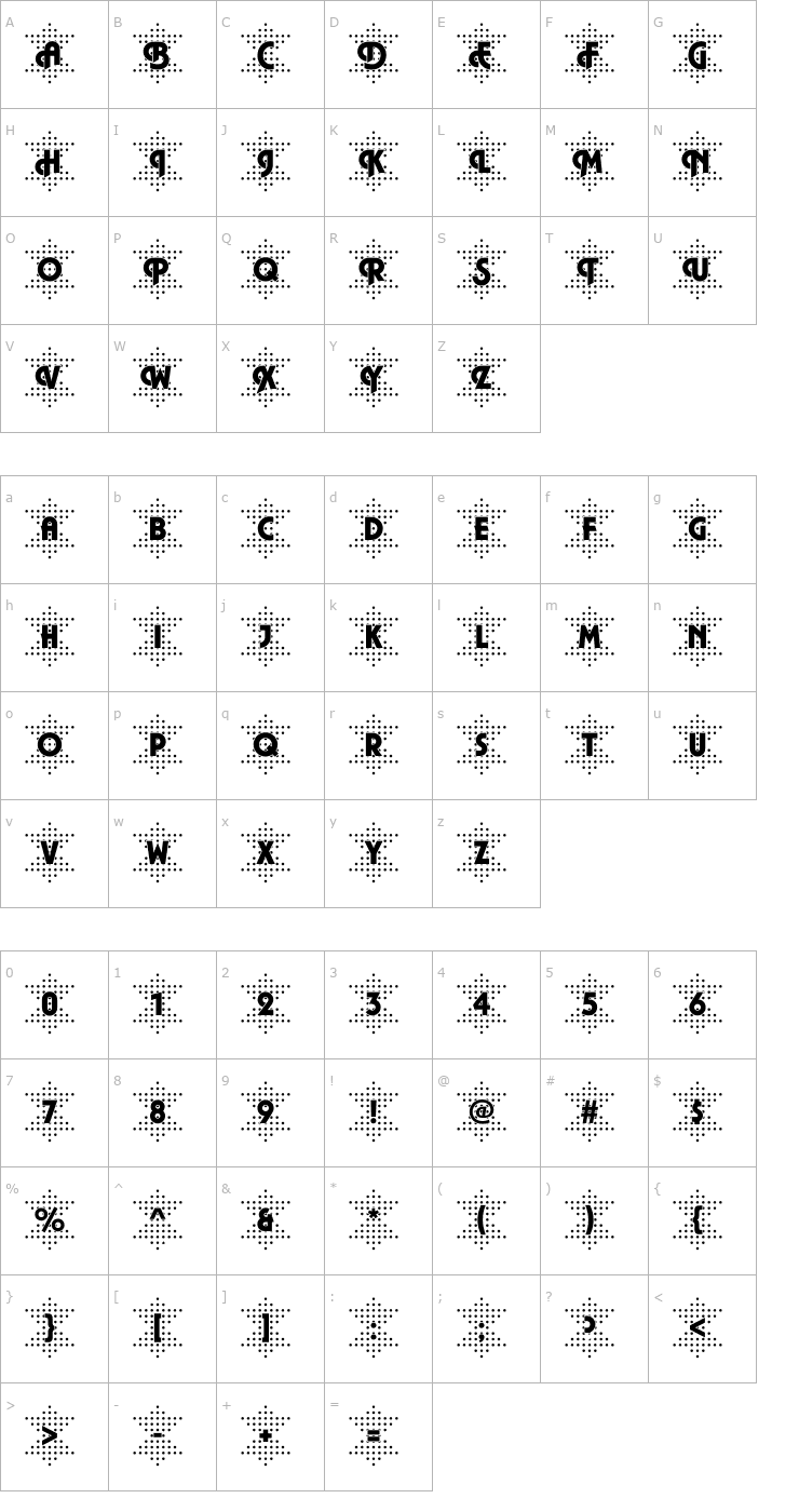 Character Map DTCPlazaM47 Font