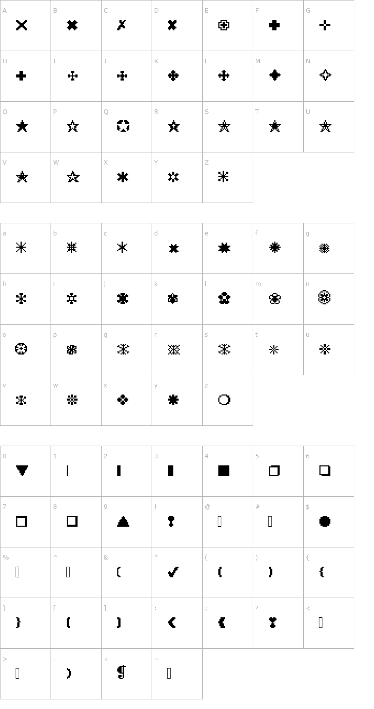 Character Map DTCRoughX01 Font