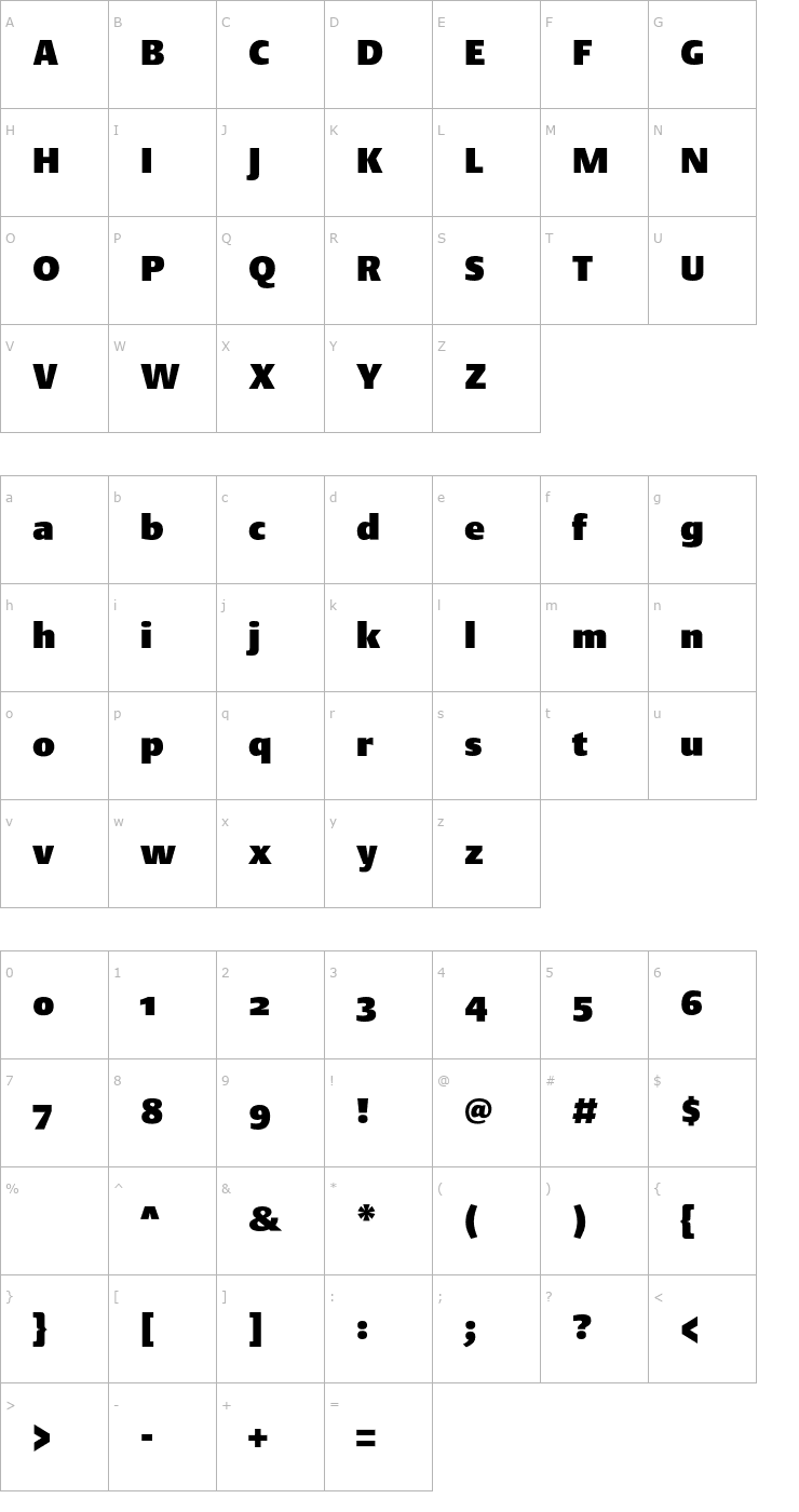 Character Map DTLArgoST-UltraHeavy Font