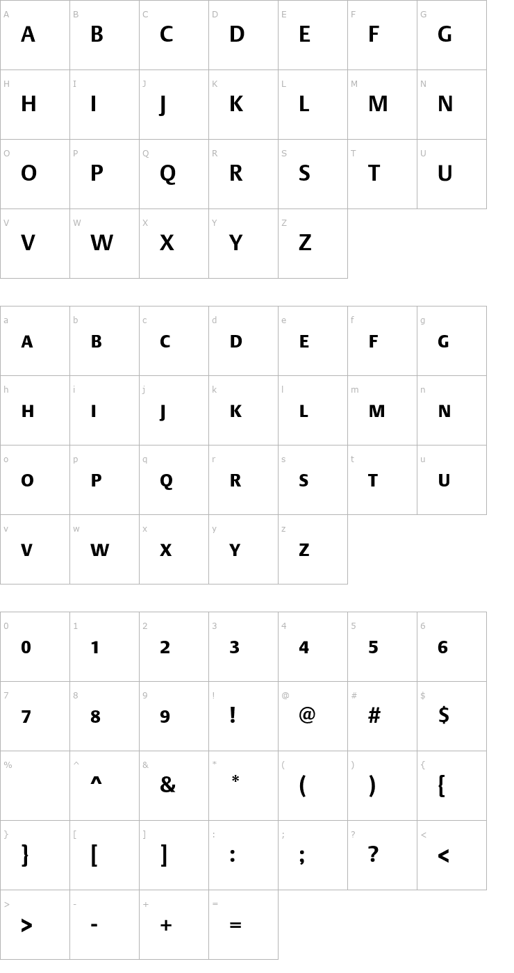 Character Map DTLArgoT-CapsBold Font