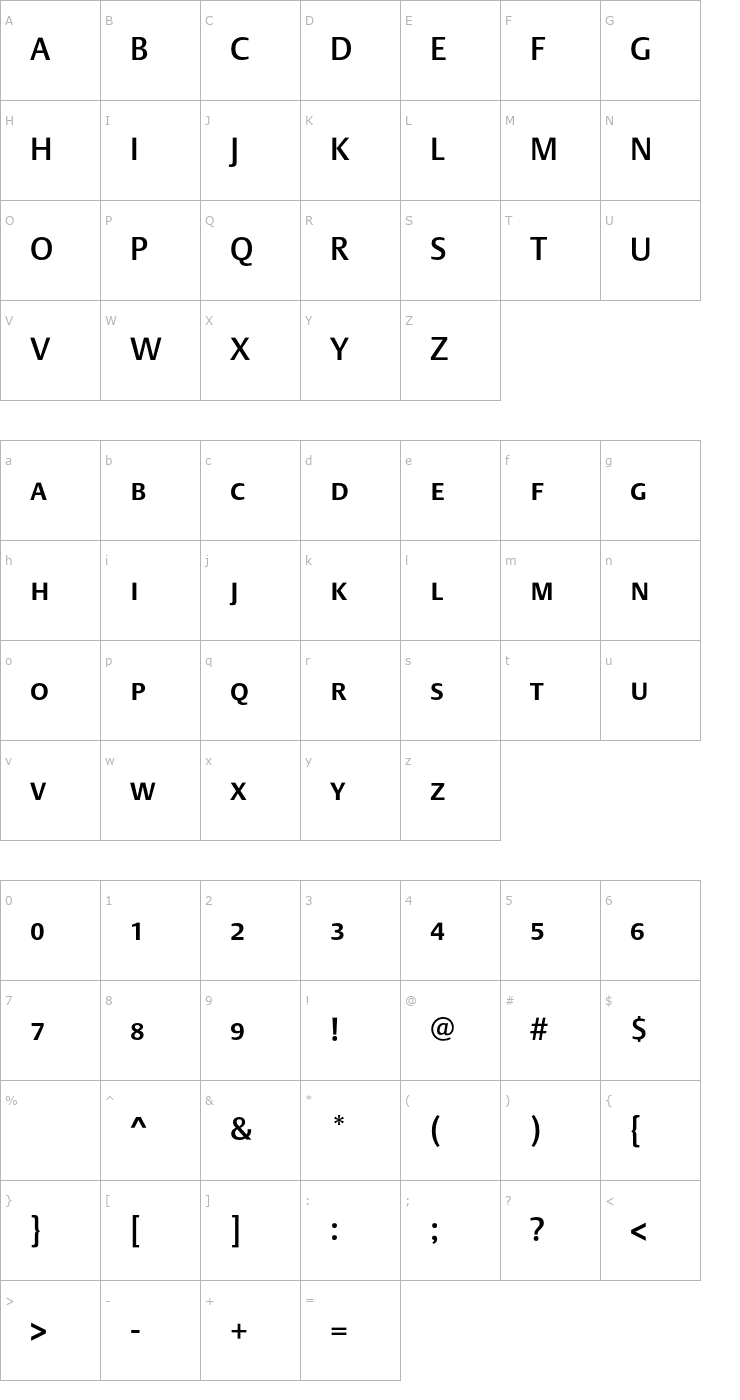 Character Map DTLArgoT-CapsMedium Font