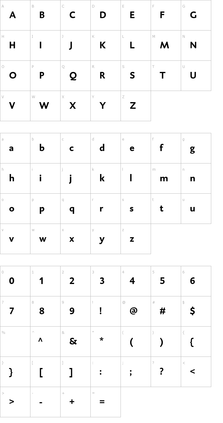 Character Map DTLCaspariT-Bold OTF Font