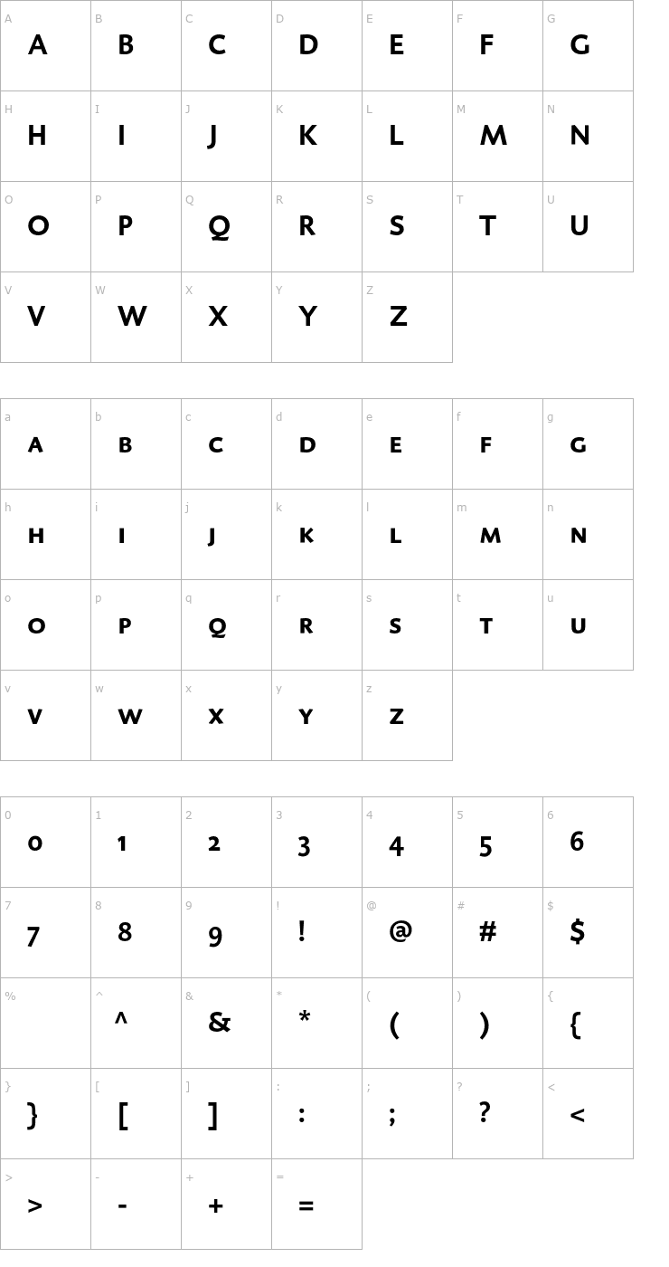 Character Map DTLCaspariT-CapsBold Font