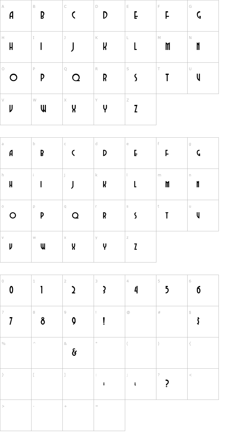 Character Map DubbaDubbaA Font