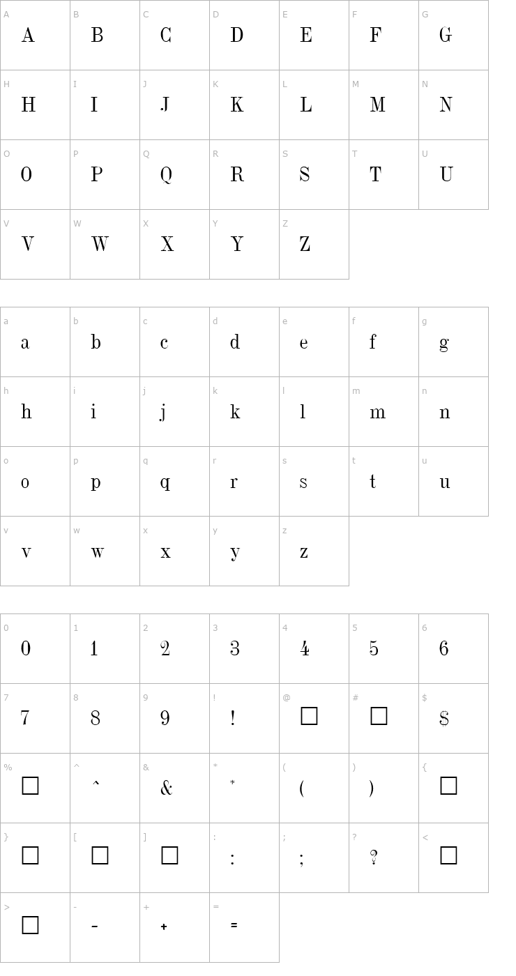 Character Map Dubiel (Plain)001.001 Font