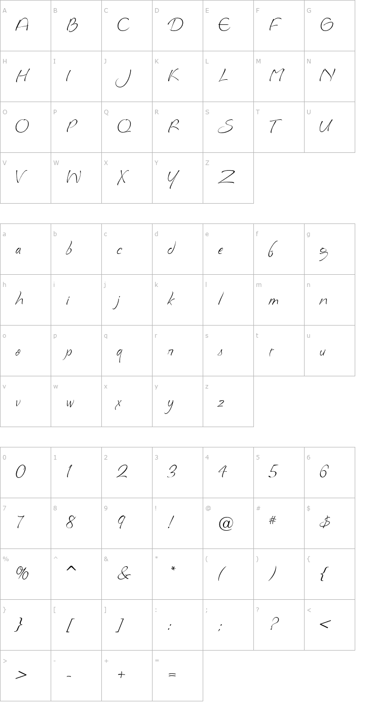 Character Map Dulcimer JF Font