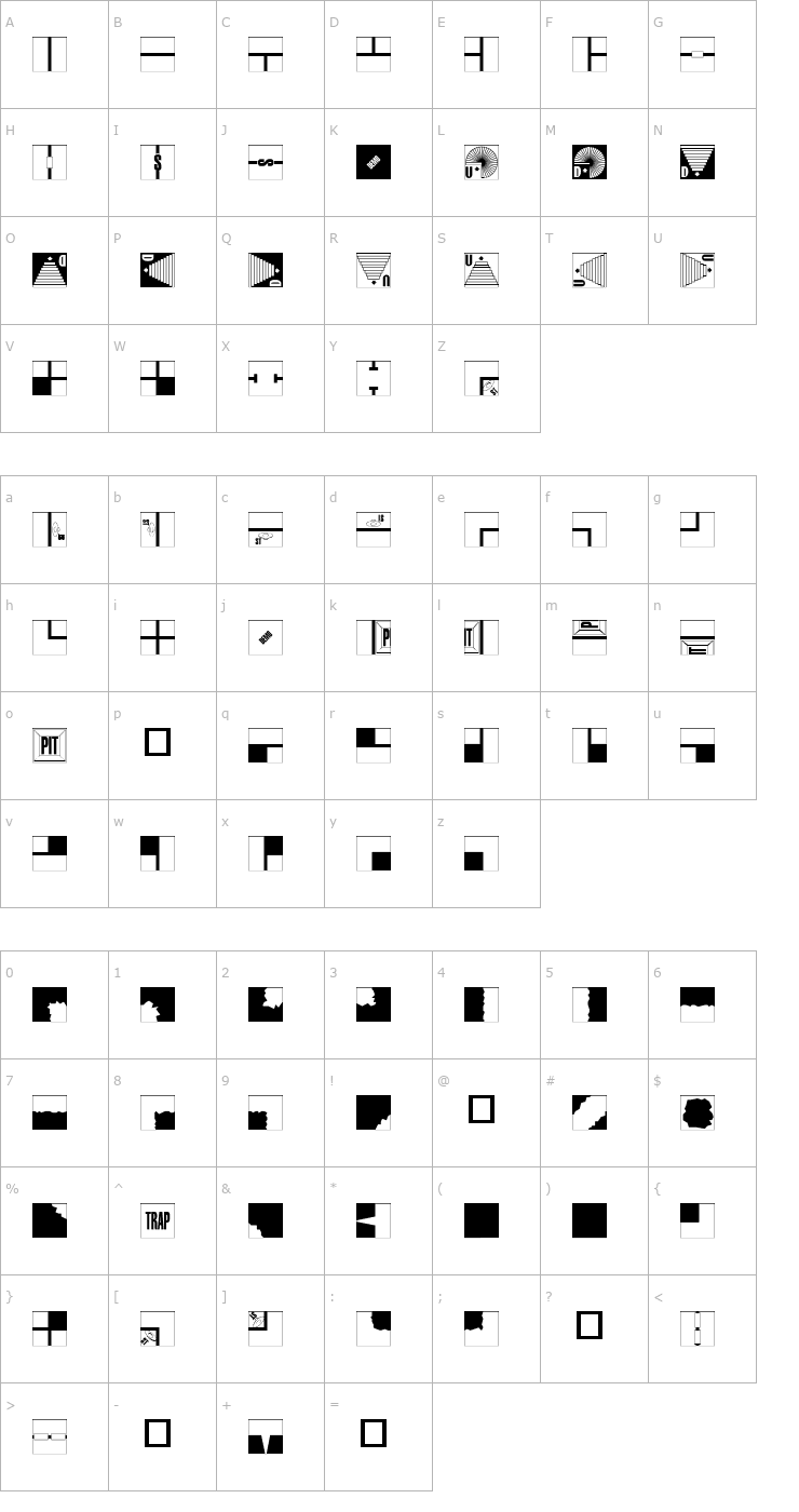 Character Map Dungeoneer Font