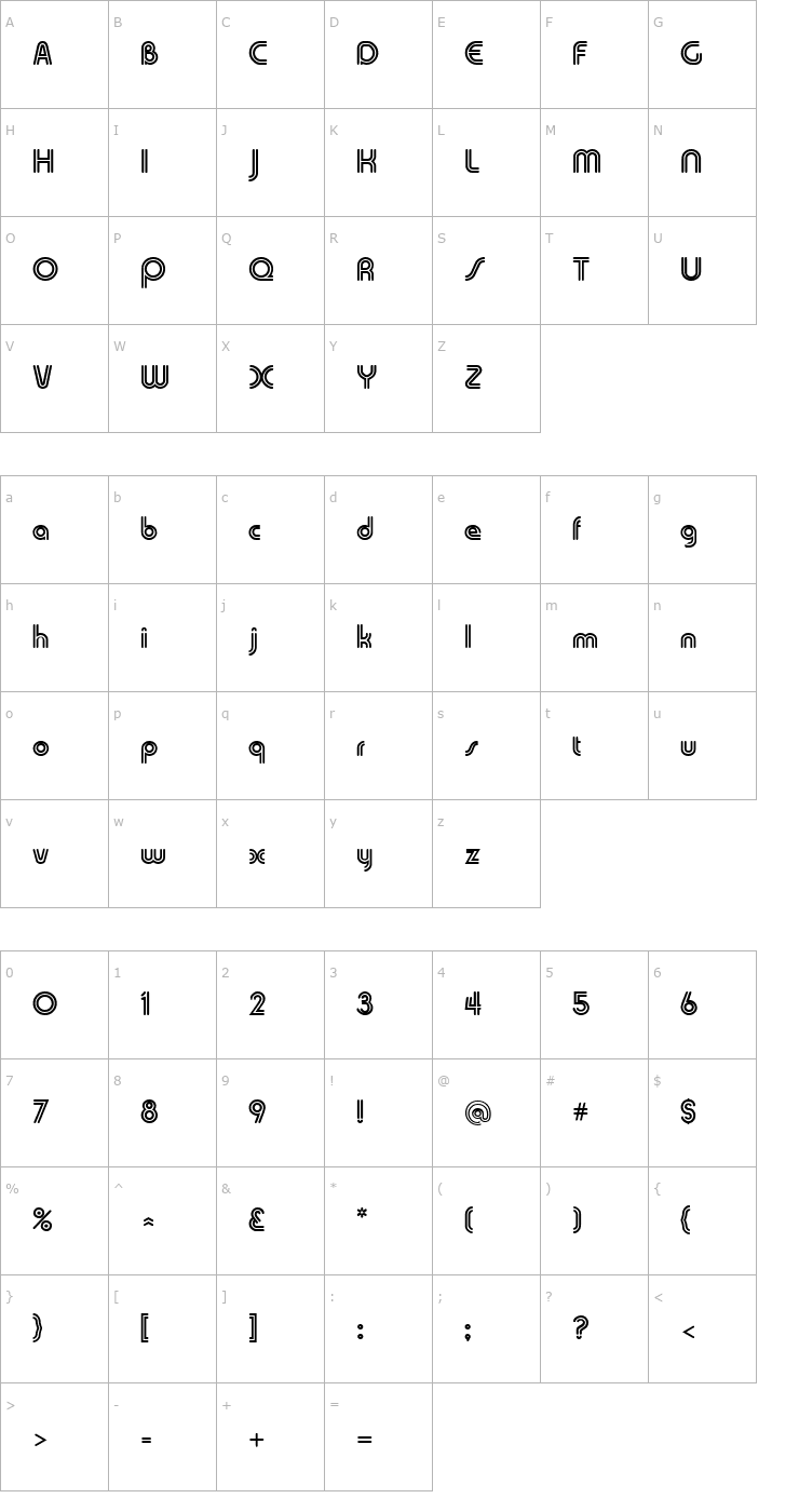 Character Map Duo Line Font