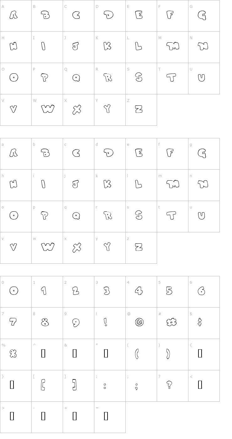 Character Map Duped Font