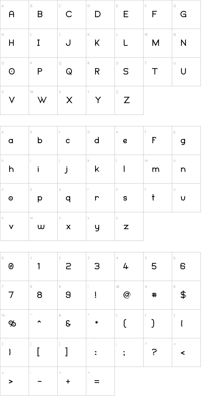 Character Map Duralith Font