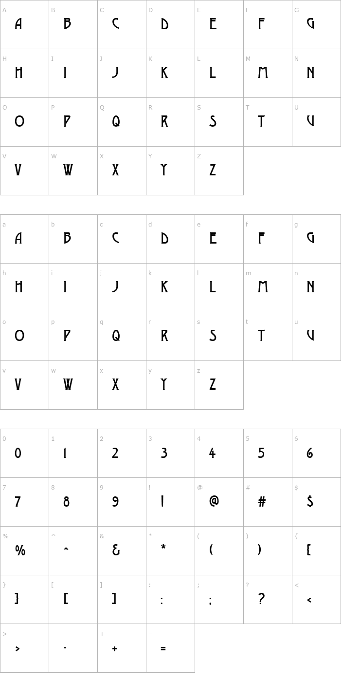 Character Map DustineSolid Regular Font