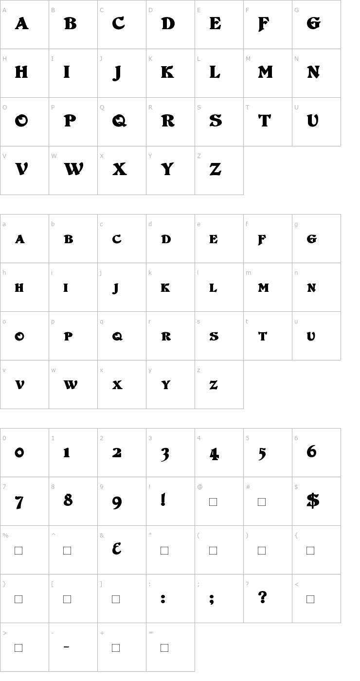 Character Map DuvallSmallCaps Bold Font