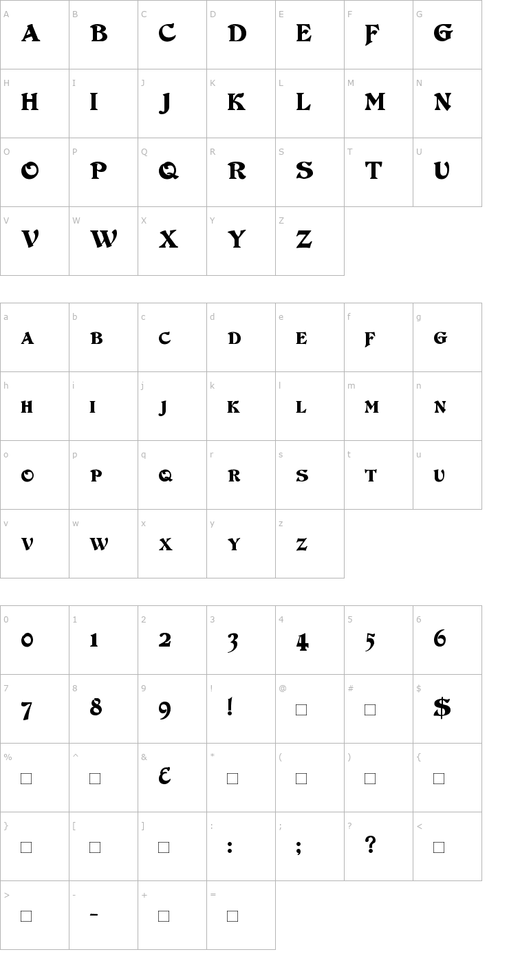 Character Map DuvallSmallCaps Font