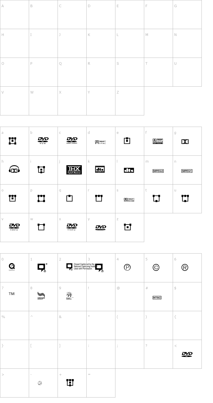 Character Map DVD Font Font