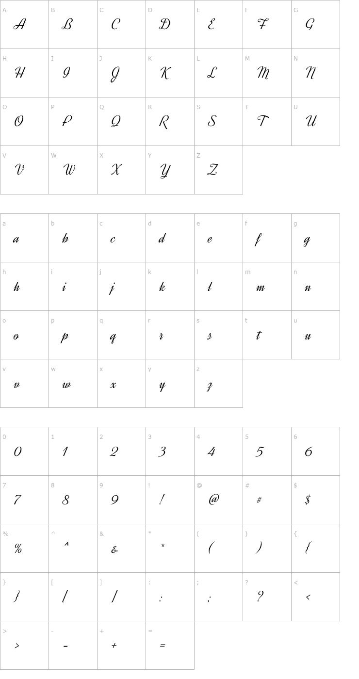 Character Map Dynalight Font