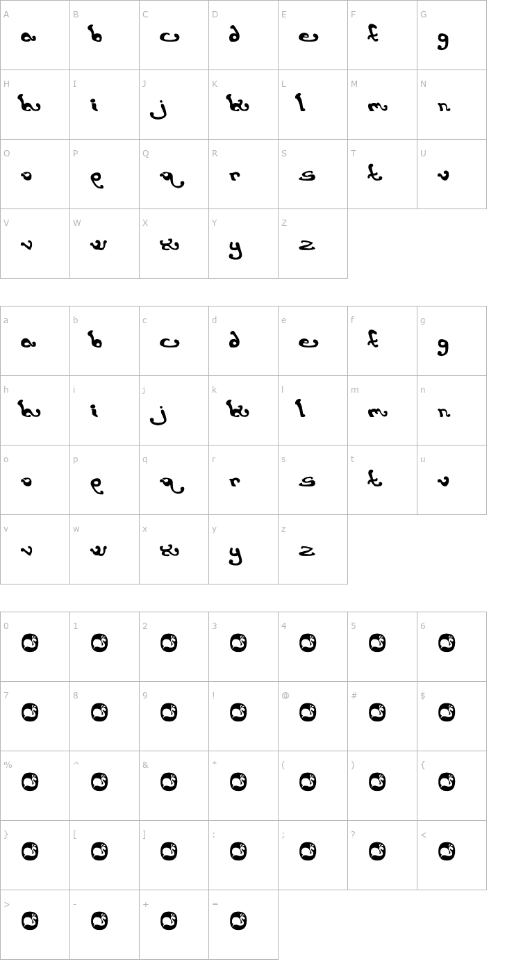 Character Map earthling. Font