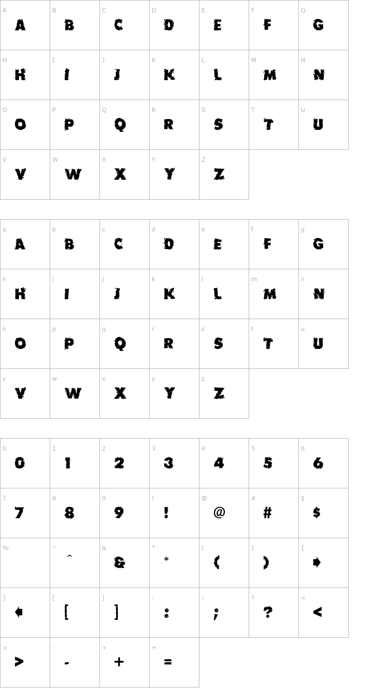 Character Map Earthquake-Regular OTF Font