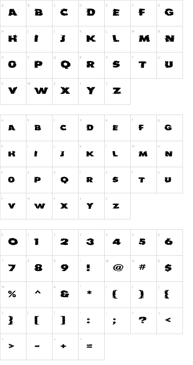 Character Map EarthshakerExtended Font